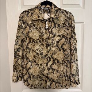 Zara Olive and Black Snake Print Shirt Jacket